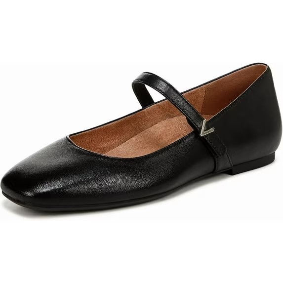 Vionic Women’s Alameda Mary Jane Flat, Black Leather