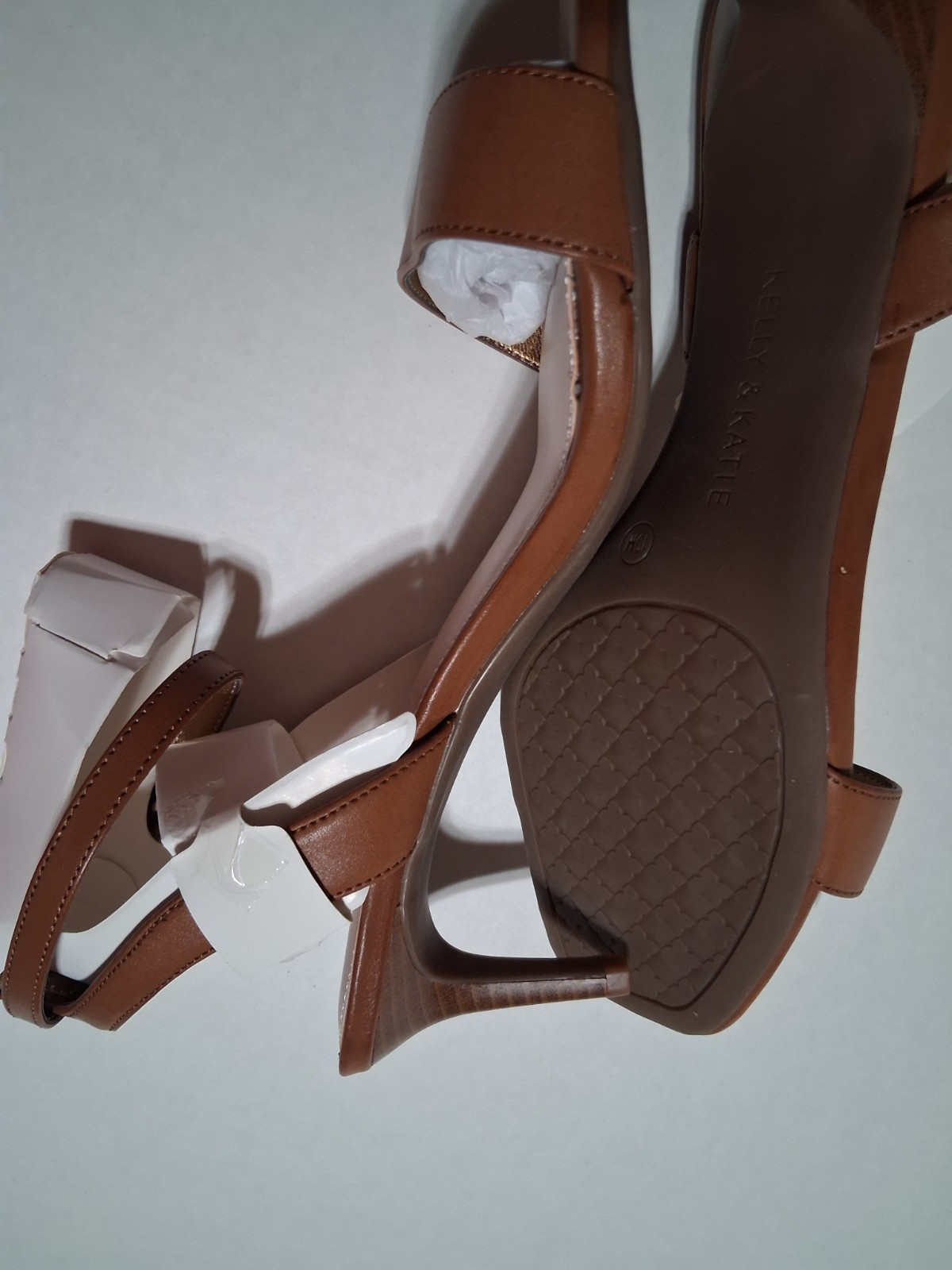 Kelly & Katie Golden Cognac Strappy Stiletto Heel Sandals Ankle Strap 10M