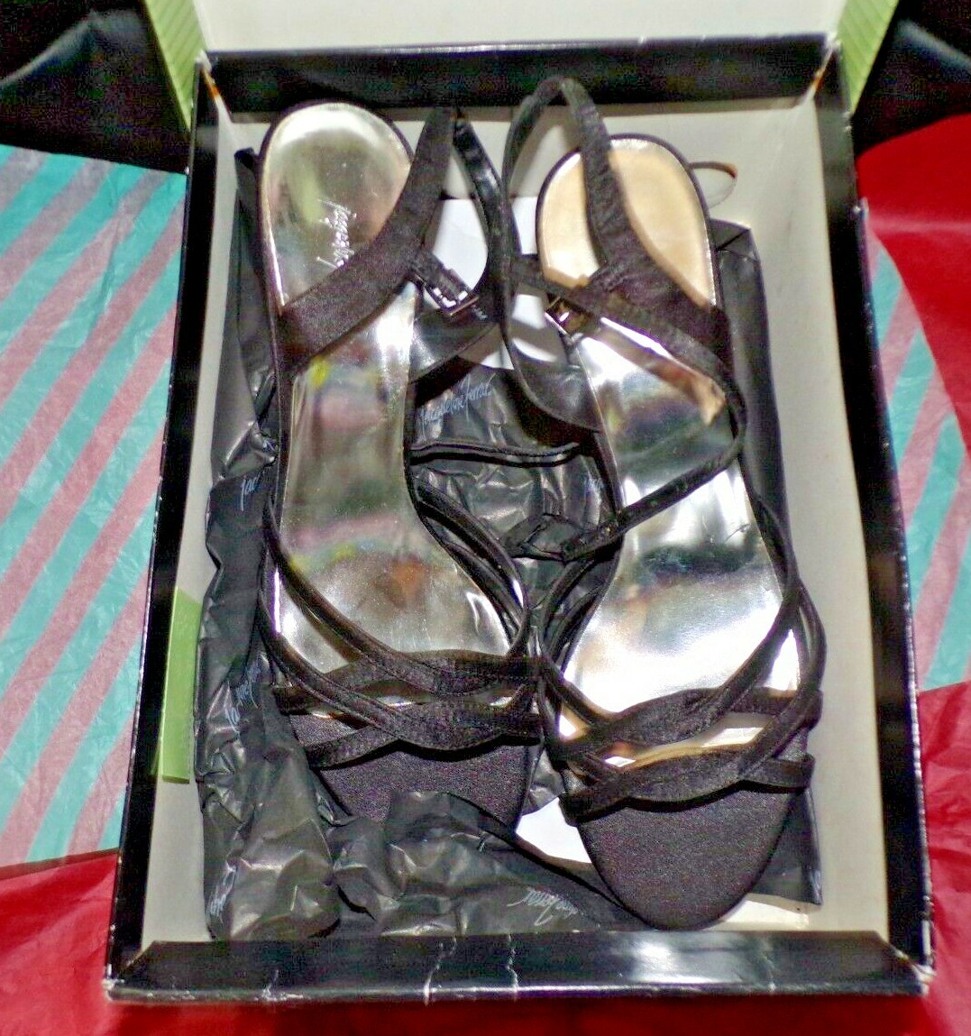 $45 Jacqueline Ferrer size 7.5 M Jenny 0244black sandal dress shoes 3″ Heels box