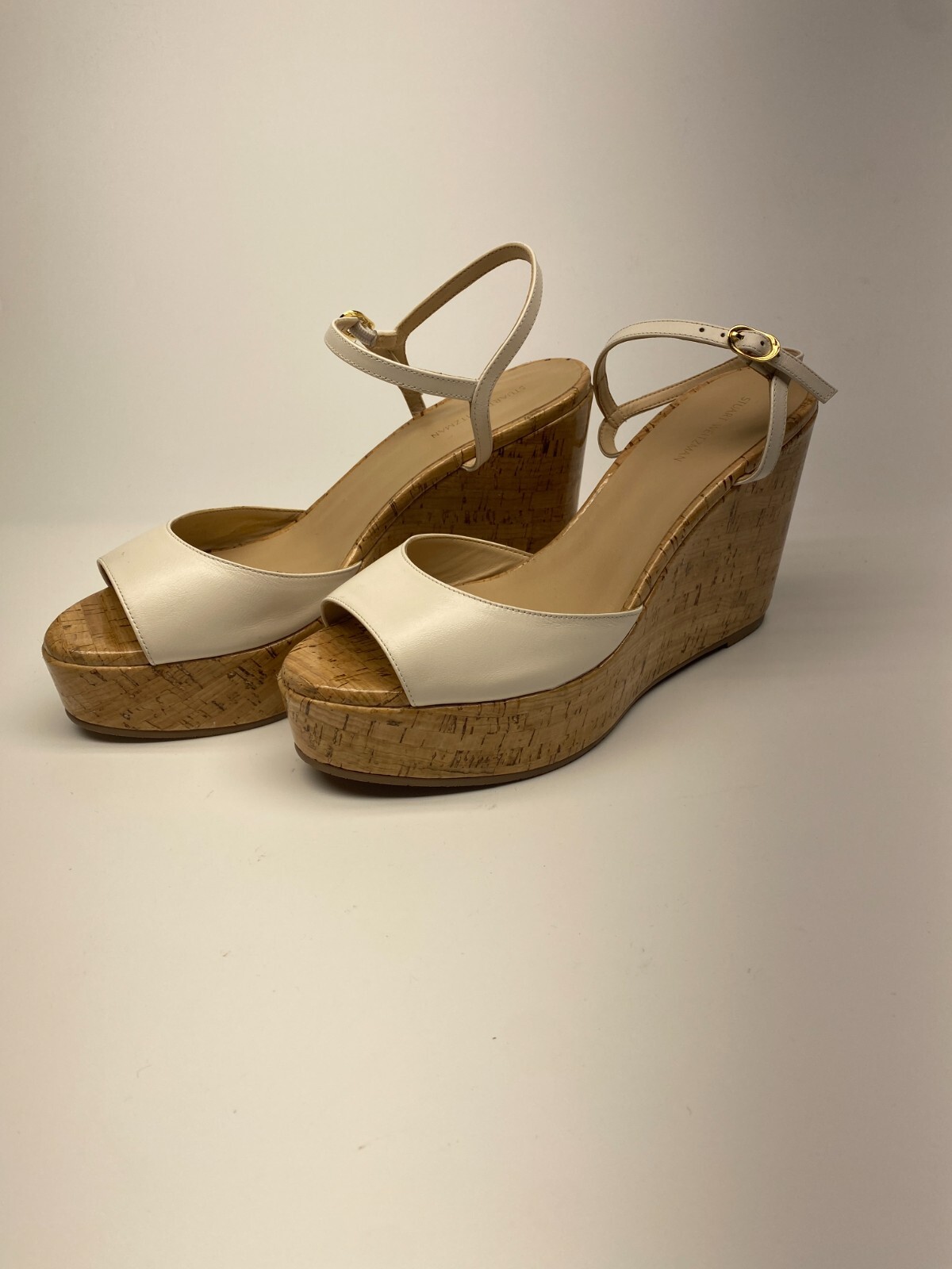 Stuart Weitzman Palmina Mahogany Leather Wedge Sandals Sz 10 B