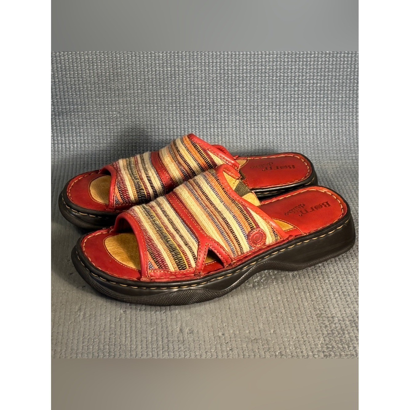 BORN Women’s Textile Leather Sandals Red Size 8 US 39 EU