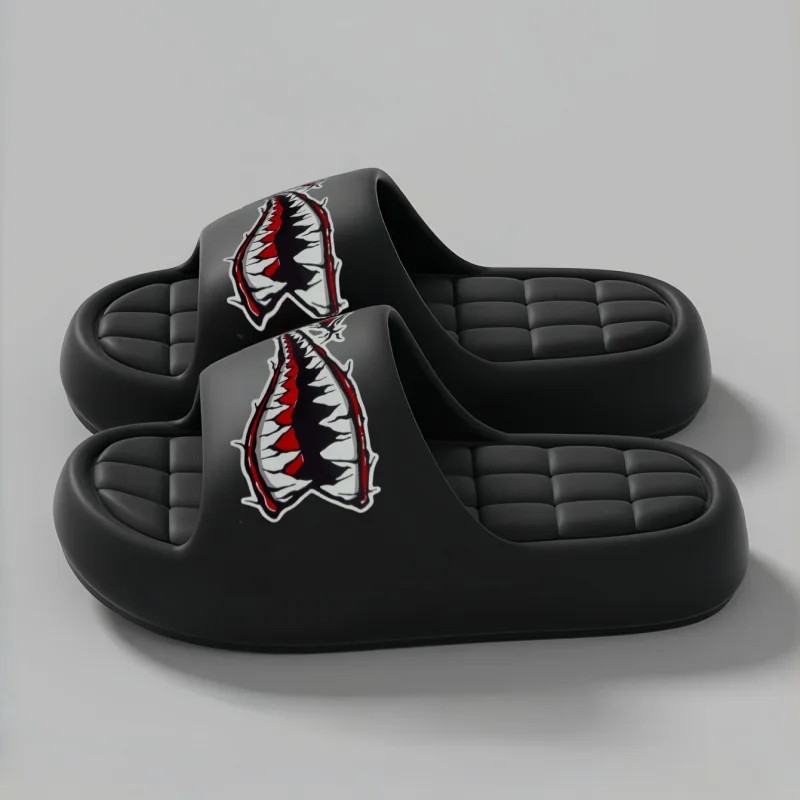 Shark Slides Women Men EVA Non-Slip Thick Sole Novelty Beach Home Sandals