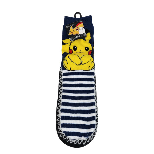 POKEMON 1 PAIR ADULT PIKACHU SLIPPER SOCKS SIZE 7 – 10 M / L NON-SLIP NEW W TAG