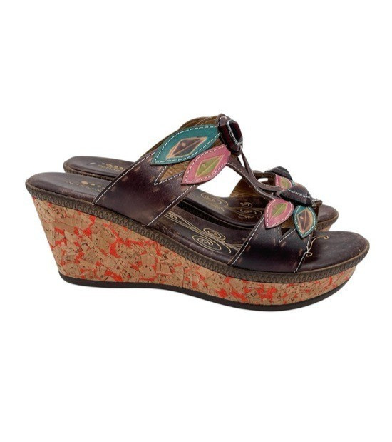 Spring Step Bonita Sandals Women’s Size 40 US 9 Bohemian Artsy Colorful Leaf