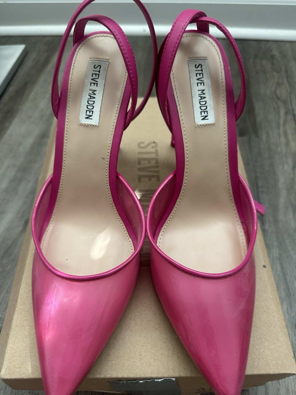 Steve Madden Women’s Pink Pointed Toe Stiletto Slingback Ankle Strap 10