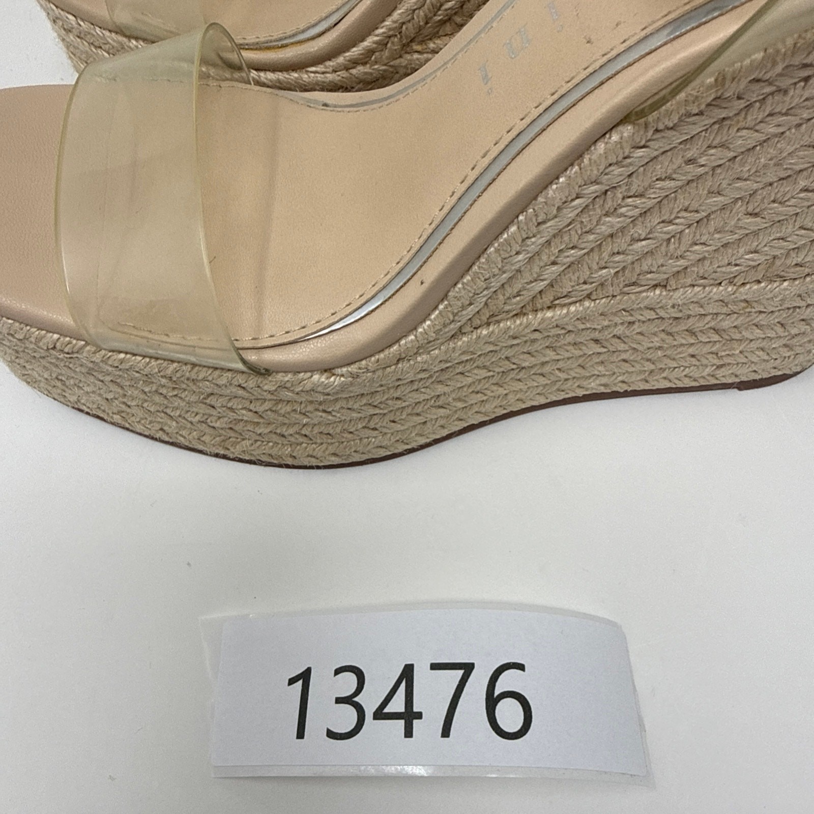 Gianni Bini Espadrille Platform Wedge Sandals Women 6 Nude Clear PVC Ankle Strap