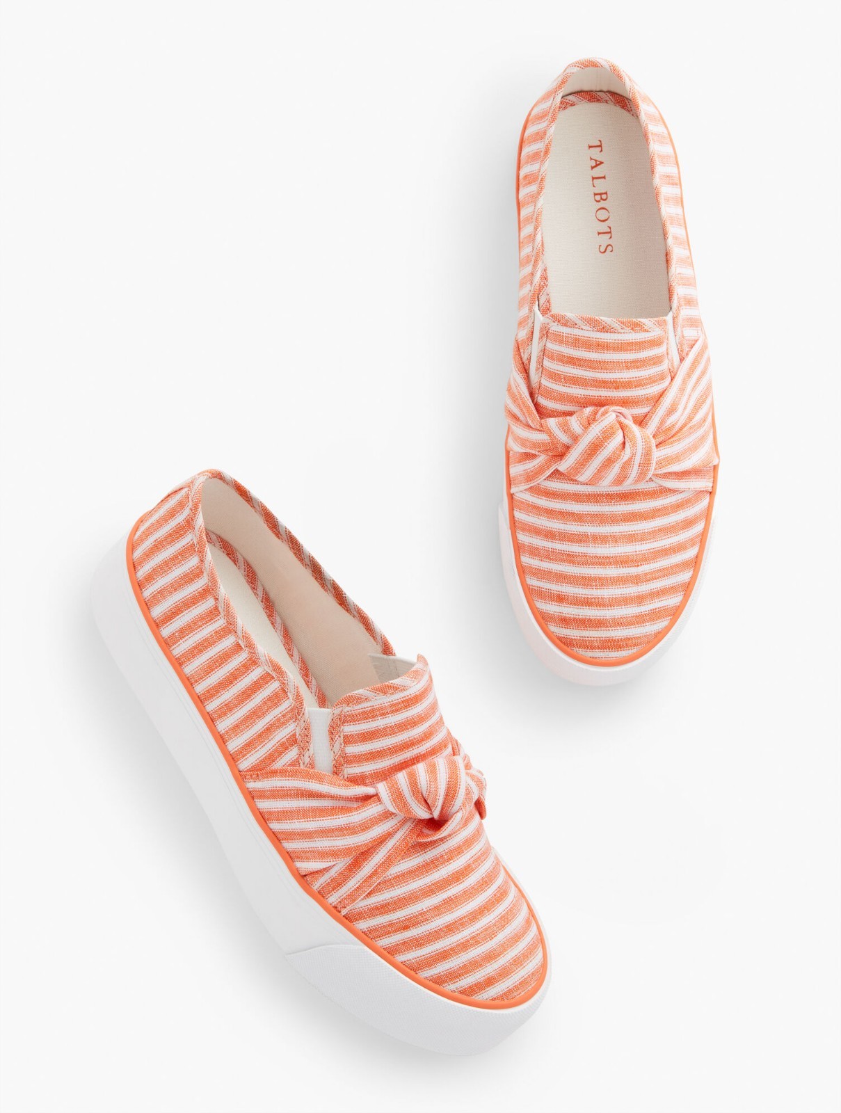 Talbots Jaden Knot Stripe Linen Platform Slip-On Summer Sneakers Size 7 NEW