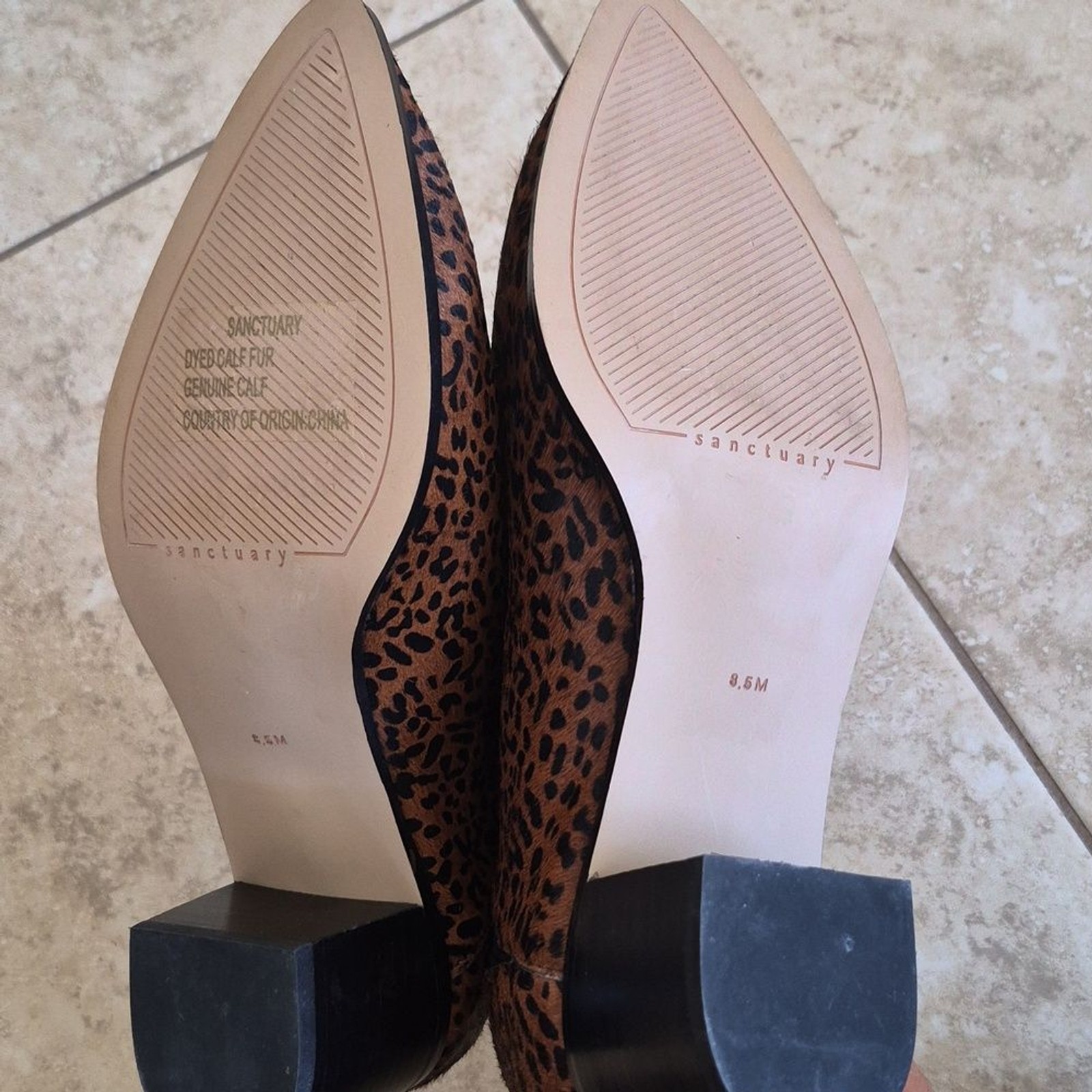 Sanctuary Revel, genuine Calf hair/fur, Animal Print, Booties Sz 8.5