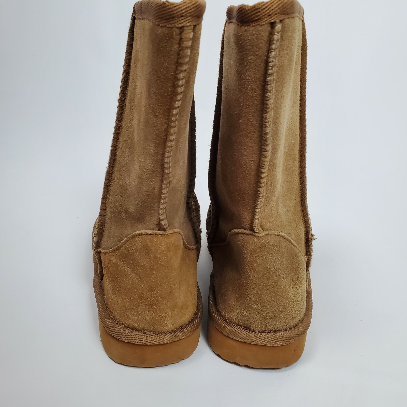 NINE WEST Women’s Suede Leather Upper Boots Fox Fur Hickory/Light Brown Size 6