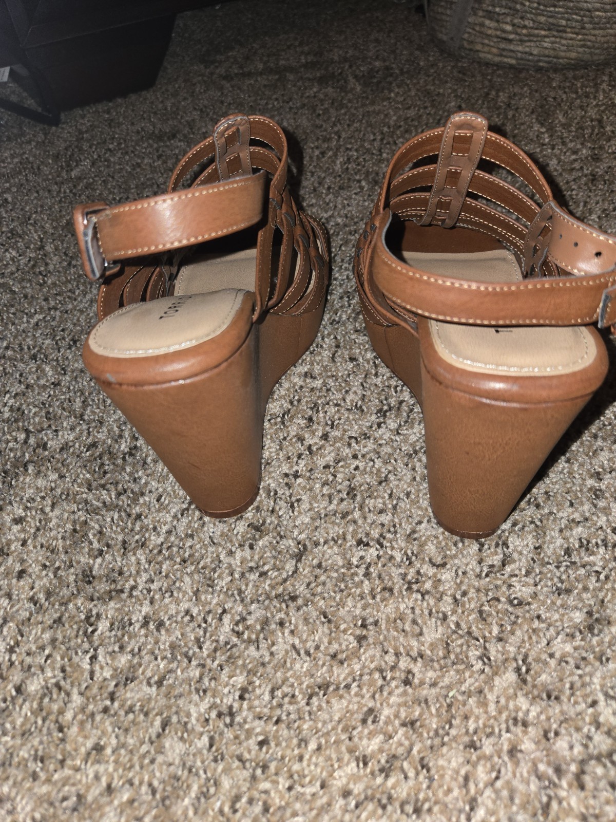 Torrid Brown Strappy Covered Platform Wedge Heel Shoe Size 10W/ NWOB