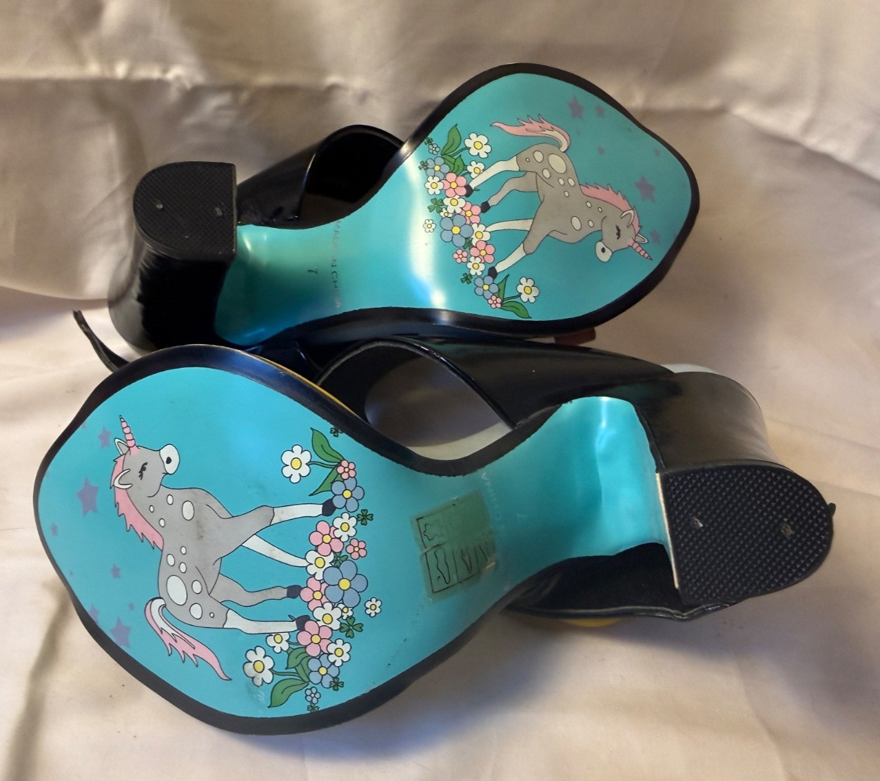 Vintage 2008 Irregular Choice color-block heeled slides-Never been worn-size 7