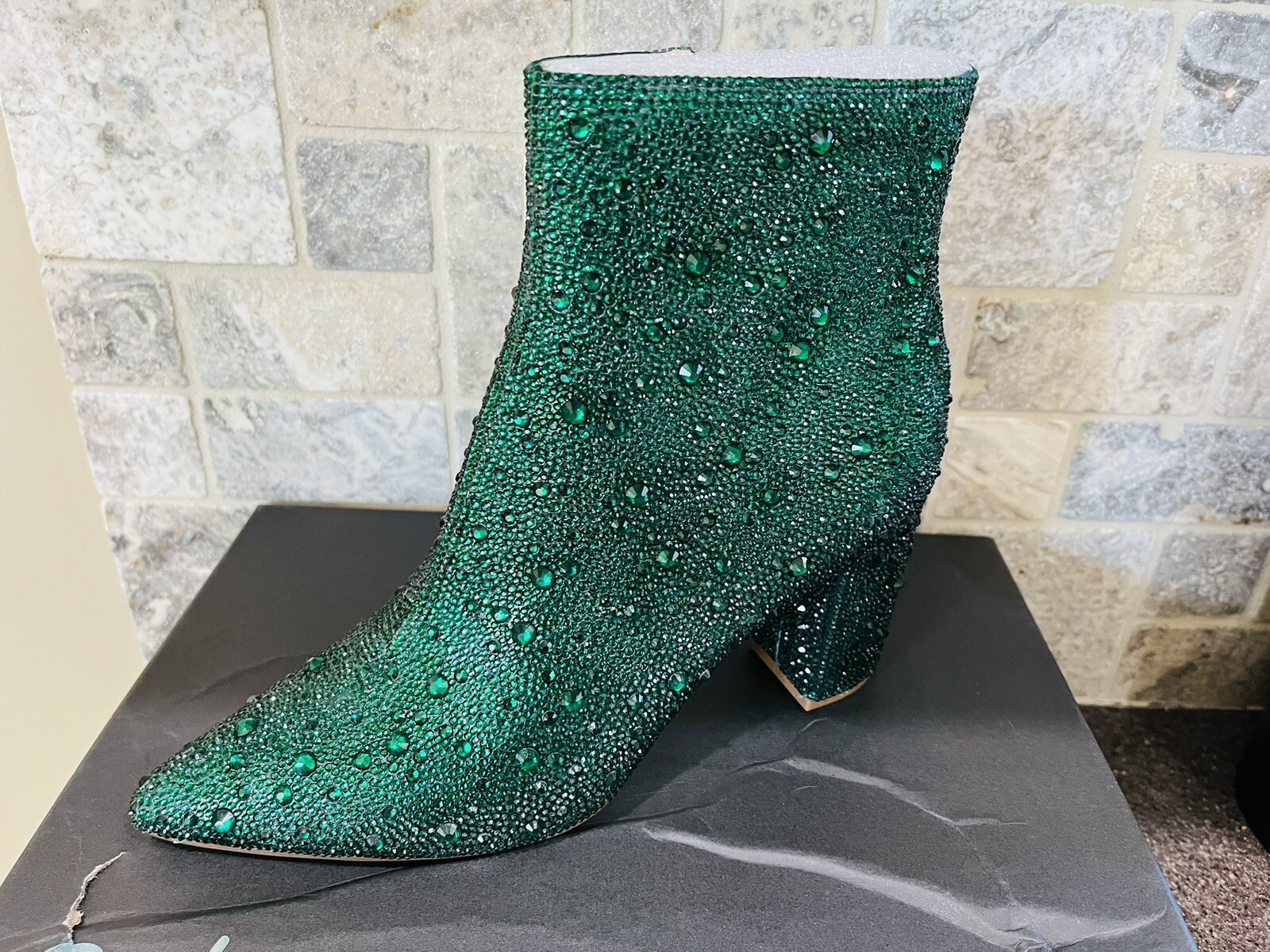 Betsey Johnson NWB Emerald Green Cady 373065 Rhinestone Boots Size 6.5