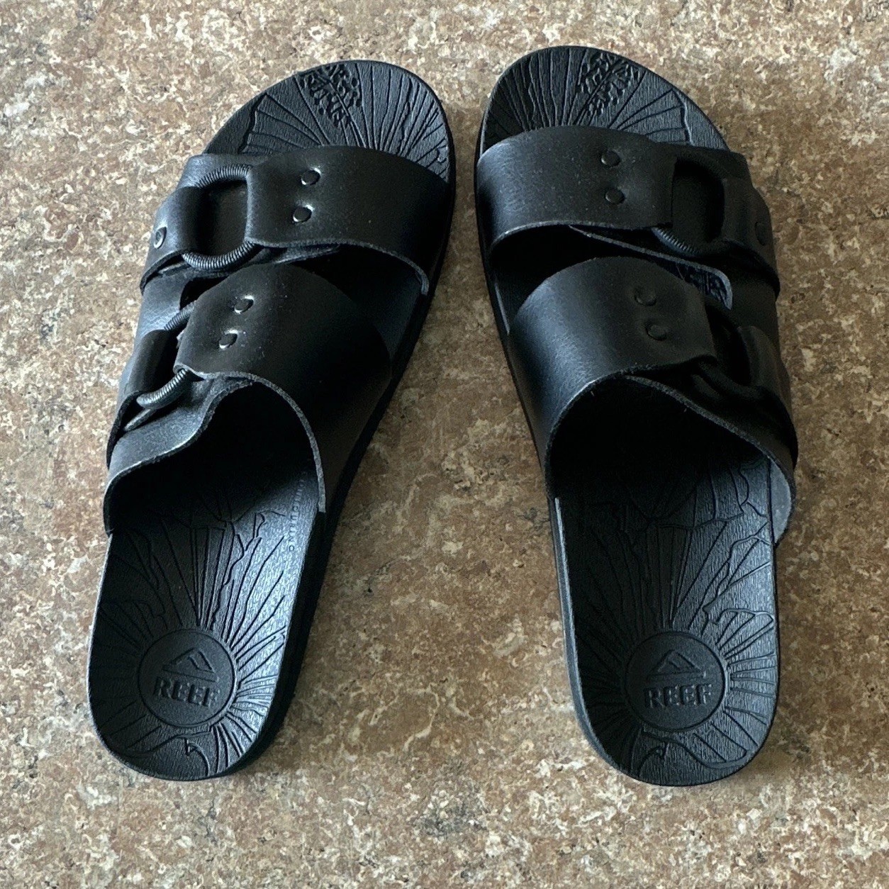 Reef Black Slide Sandals Double Strap Buckle Slip-On Womens US 8.5 EU 39