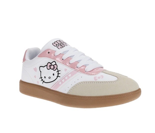 Sanrio Hello Kitty Women’s Lace Up Athletic T-Toe Sneakers White/Pink Size 6