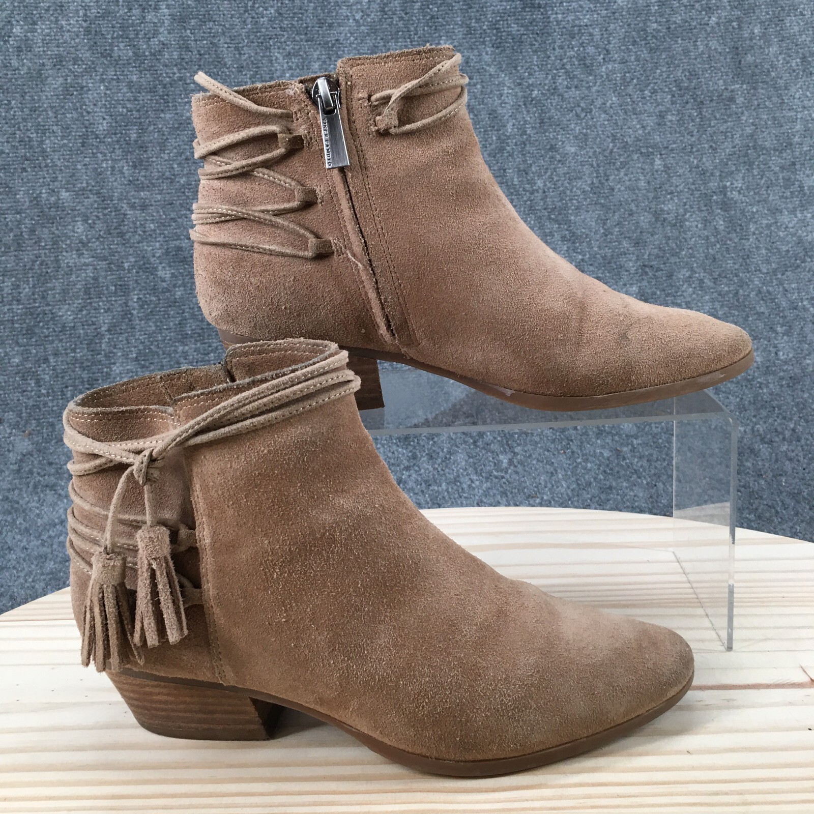 Vince Camuto Boots Womens 6 M Carlina Tassel Side Zip Ankle Bootie Brown Suede