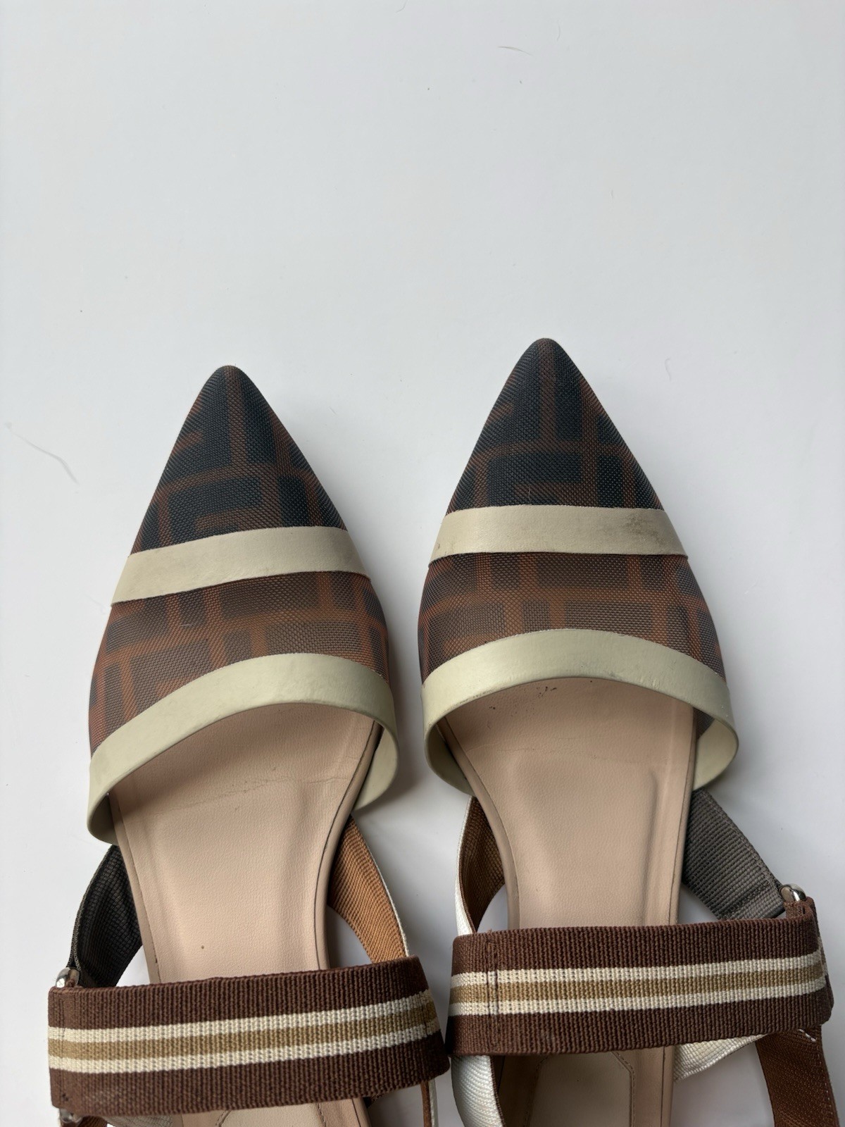Fendi Colibri slingback flats brown and beige EU 37.5