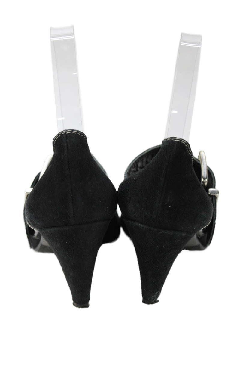 Russell & Bromley Womens Suede Buckle Detail Mary Jane Shoes Black Size 7