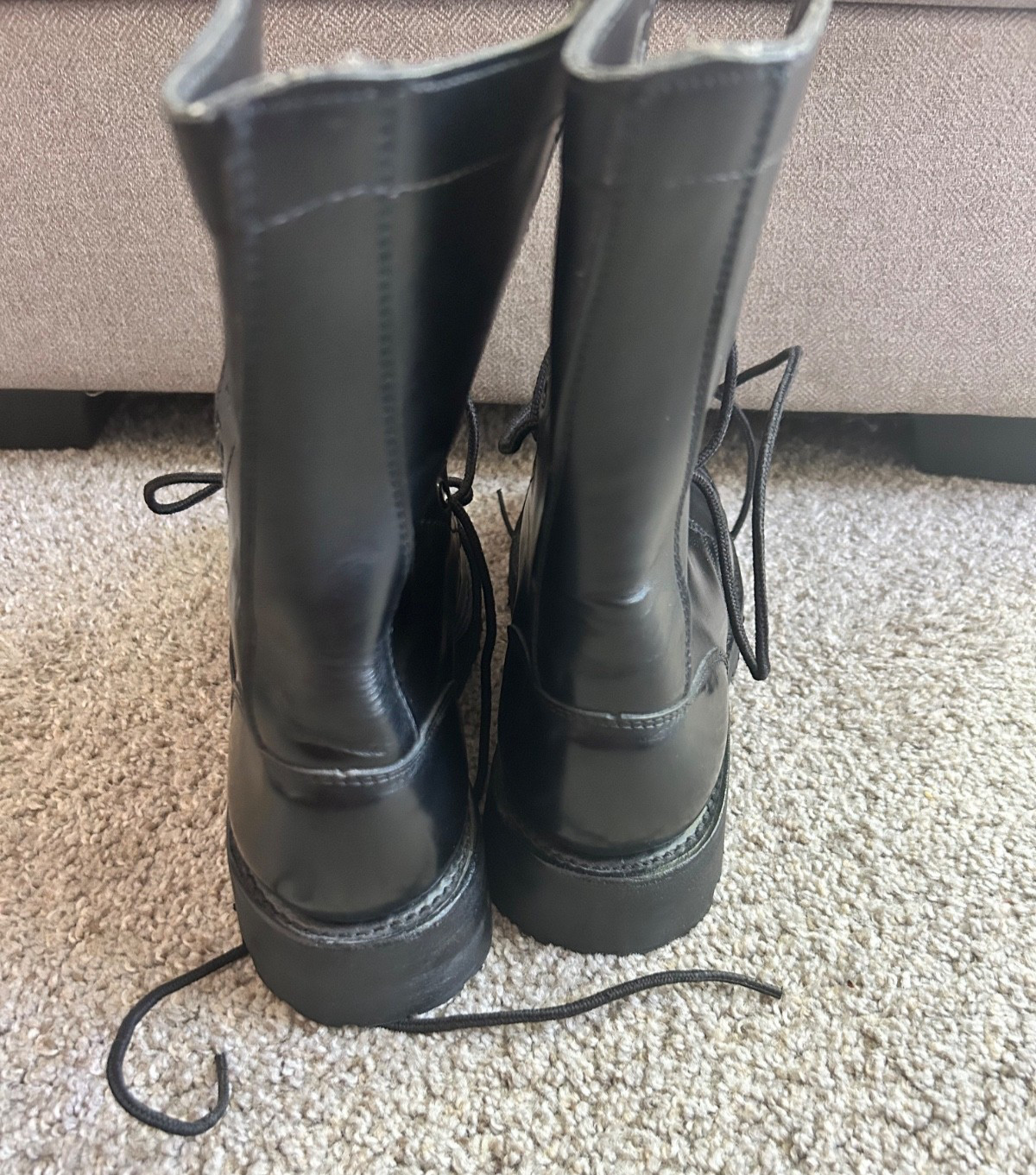 VTG Canadian Forces Black Leather Army Garrison Boots Men 5 D / Women 6.5 Goth