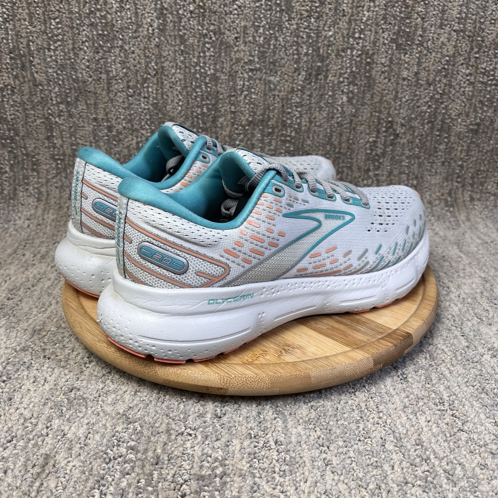 Brooks Glycerin 20 Women Size 8.5 Running Shoes Coral Gray Athletic Gym Sneakers