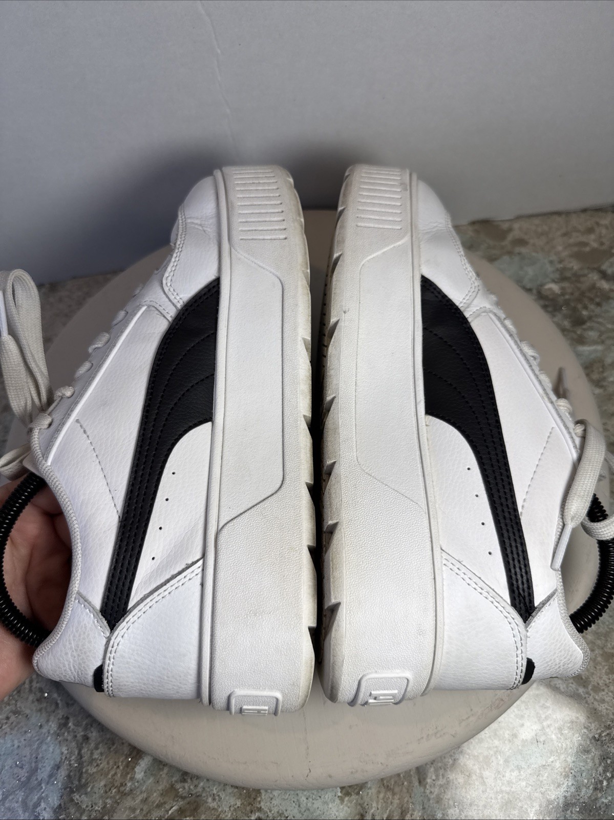 Size 8 – Puma Smash Platform v3 White Black Gold W Shoes Hip Hop School Trendy