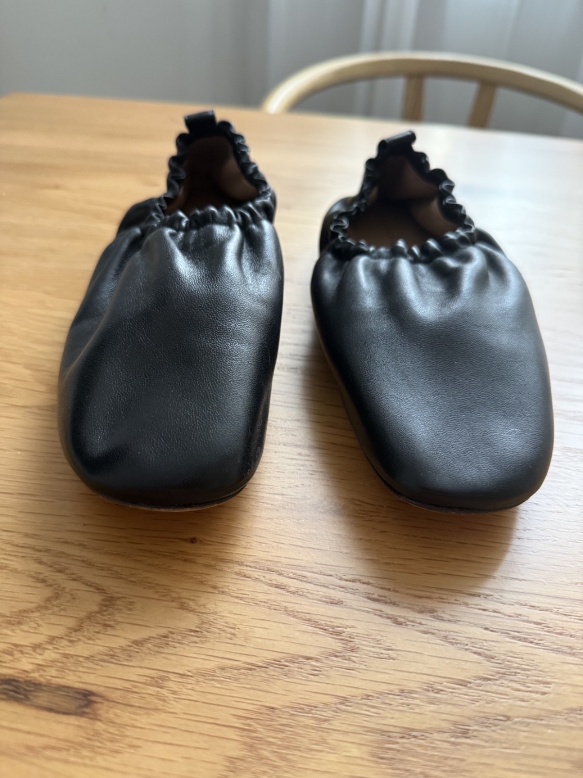 MANSUR GAVRIEL Black Leather Ruched Ballerina Glove Flat NWD Retail $495