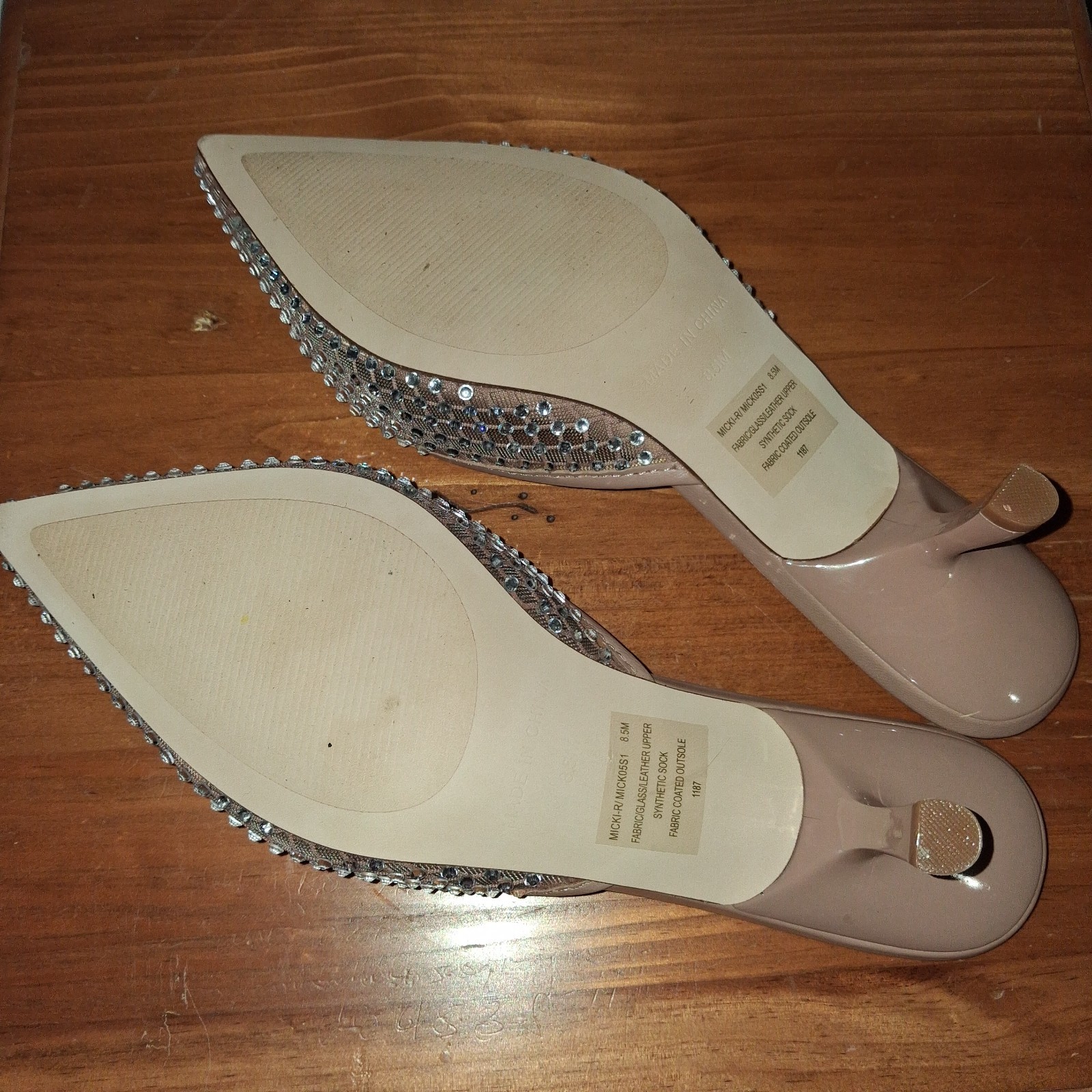 Steve Madden Rhinestone Pointed Toe Mules Sparkly Heels Size 8.5M