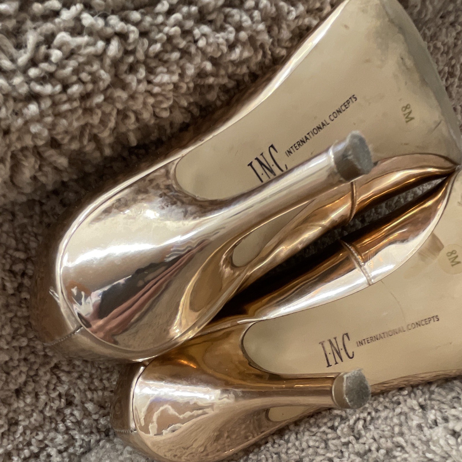 INC International Concepts Gold Metallic Pointed Toe Slip-On Pumps Stiletto 8M