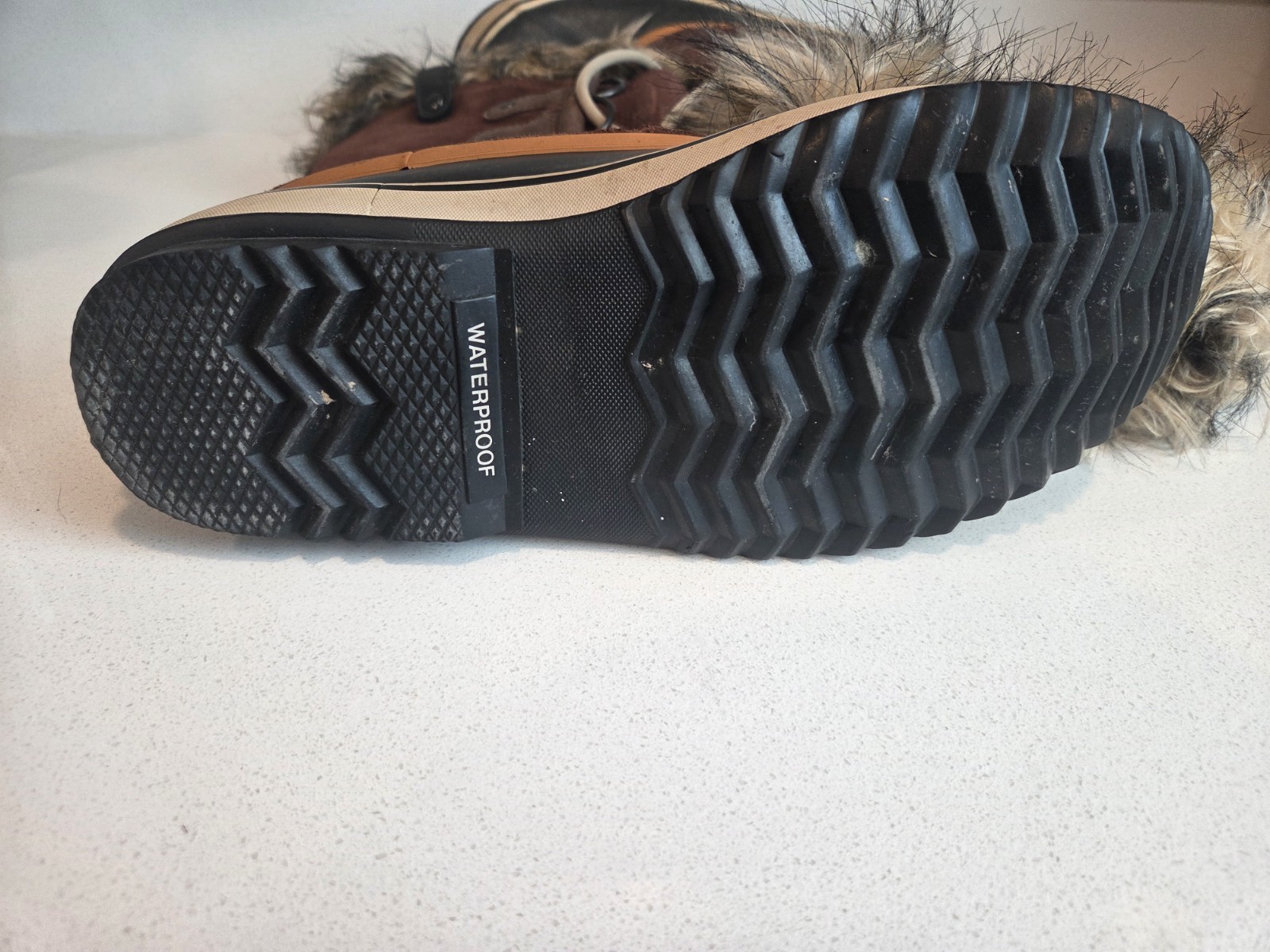 Sorel Waterproof Faux Fur Trim Lace-Up Snow Boots Brown/Black US 9 EU 40