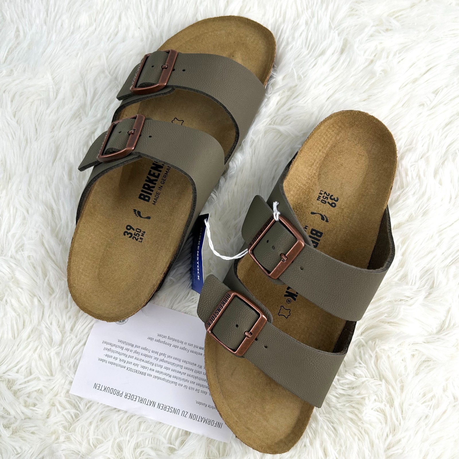 Birkenstock Arizona Stone Birko-Flo Leather New With/Box EU 37-45 Narrow/Wide