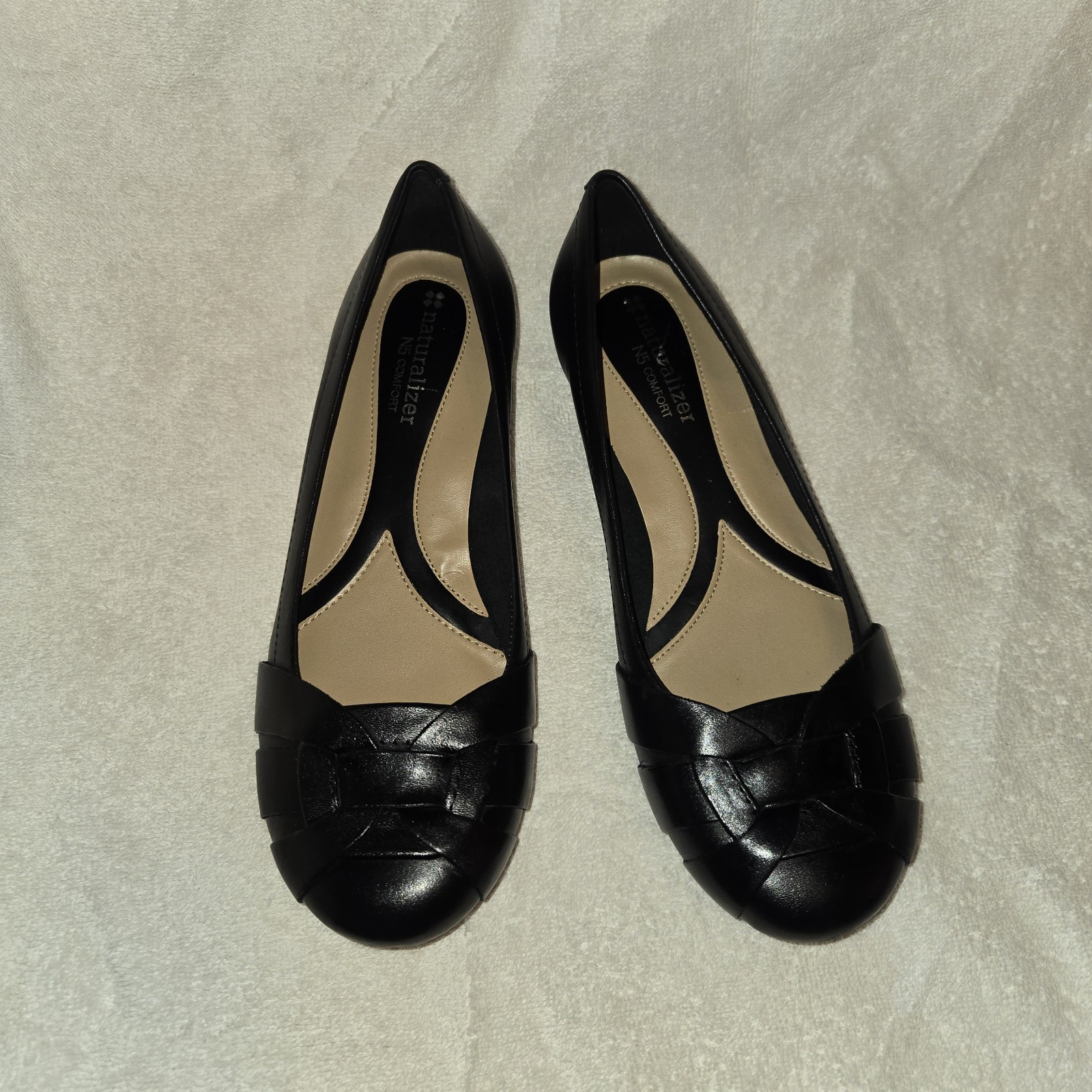 Naturalizer Women’s 7W Maude Black Leather Ballet Flats Comfort Twee Girlycore