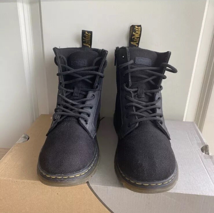 Dr. Martens Doc Combs J Black Combat Boots Canvas Zip – M 4- W 5