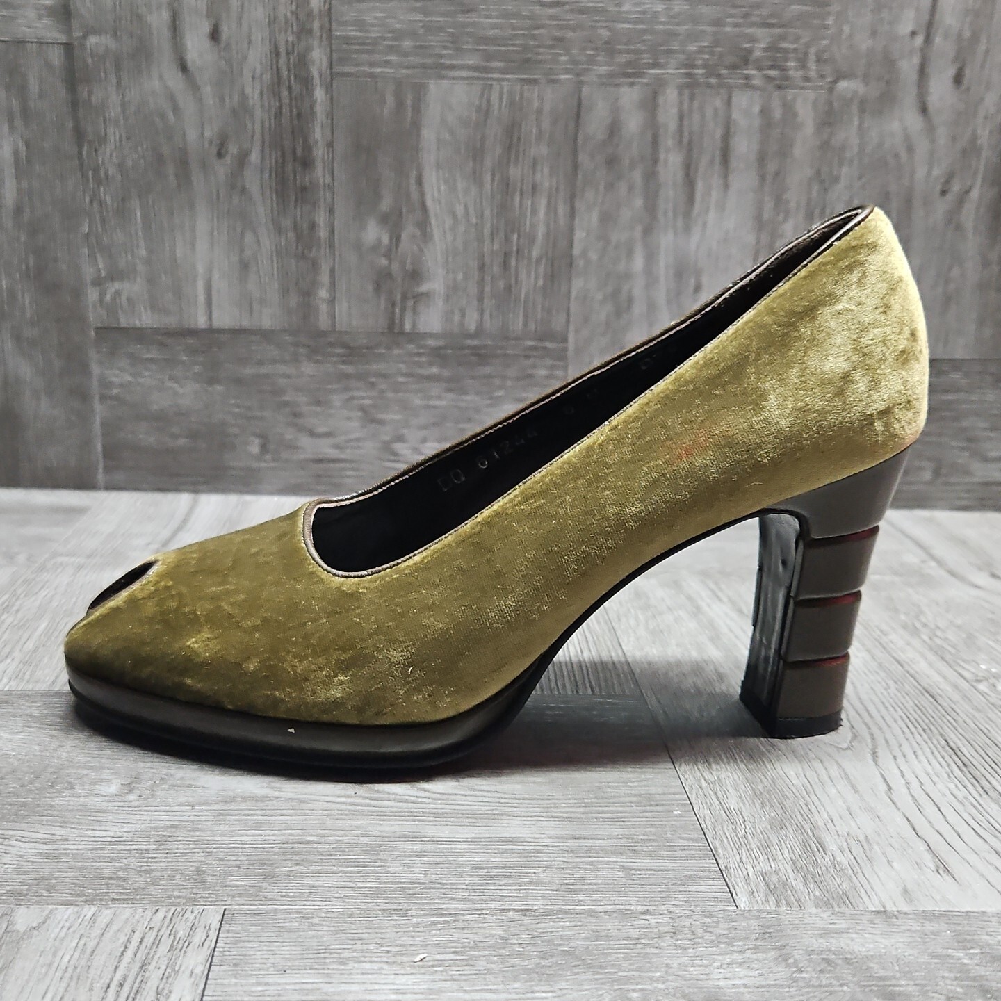 Salvatore Ferragamo Green Velvet Peep Toe Pumps 6B