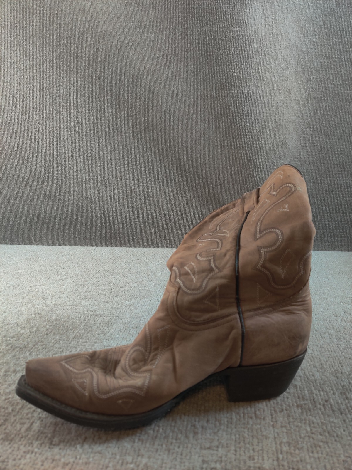 Eight Second Angel Women 8.5 Brown Leather Snip Toe Western Boot Pink Embroidery