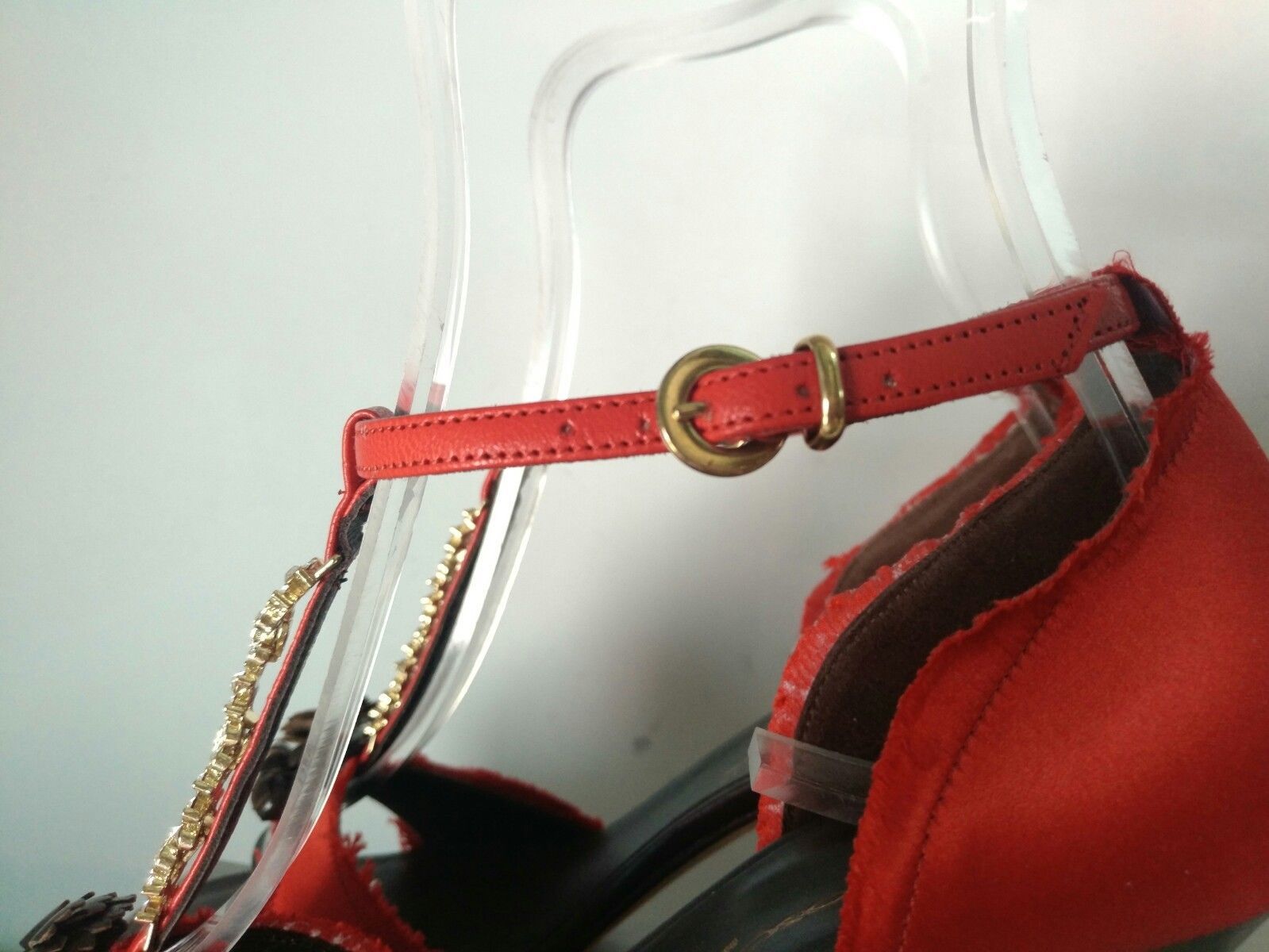 Manas Lea Foscati Elegant Sandal Women Satin Red ITALY N°35-36-37-38-39-40