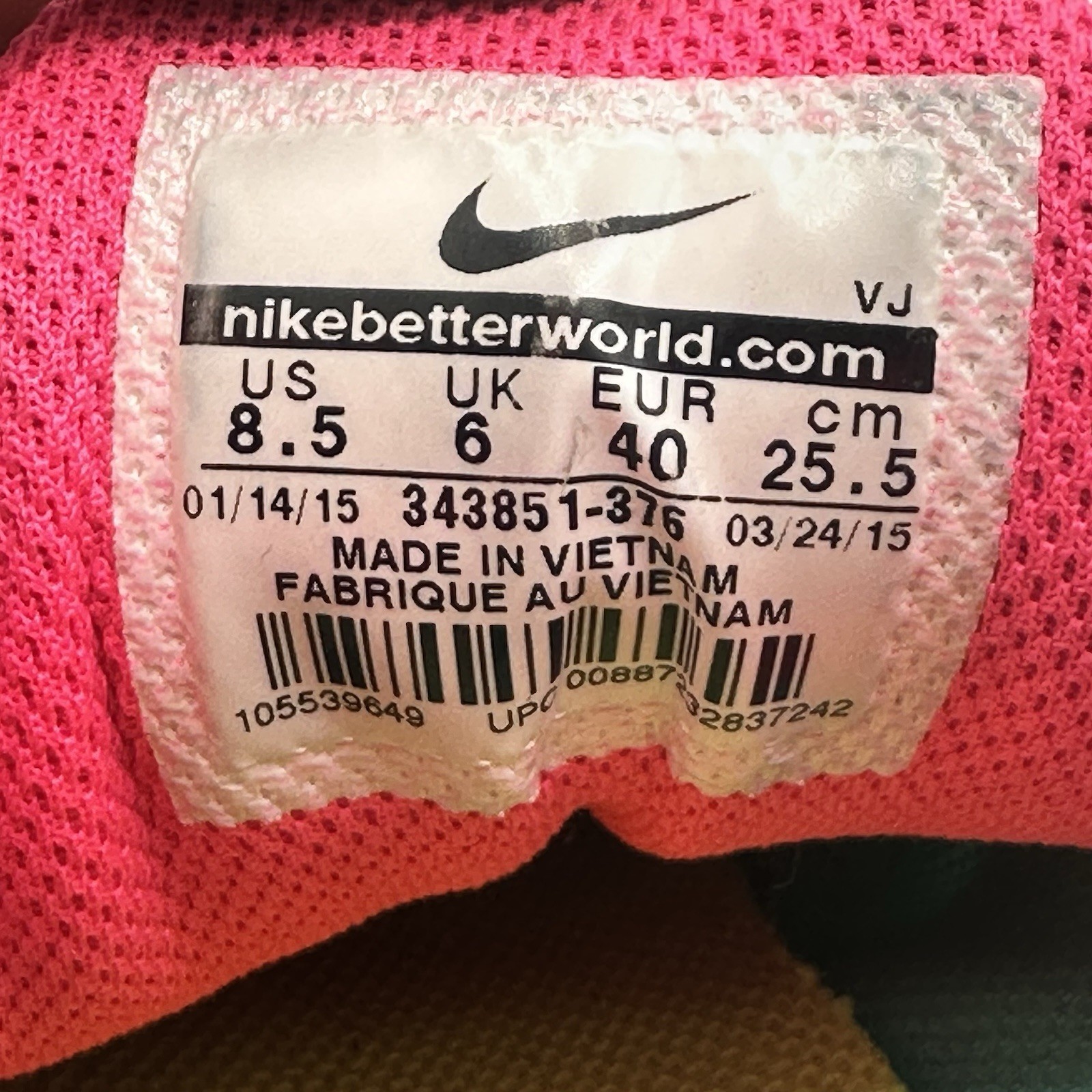 Nike Air Max Torch 4 Teal Pink Athletic Sneakers 343851-376 Women’s Shoes Sz 8.5