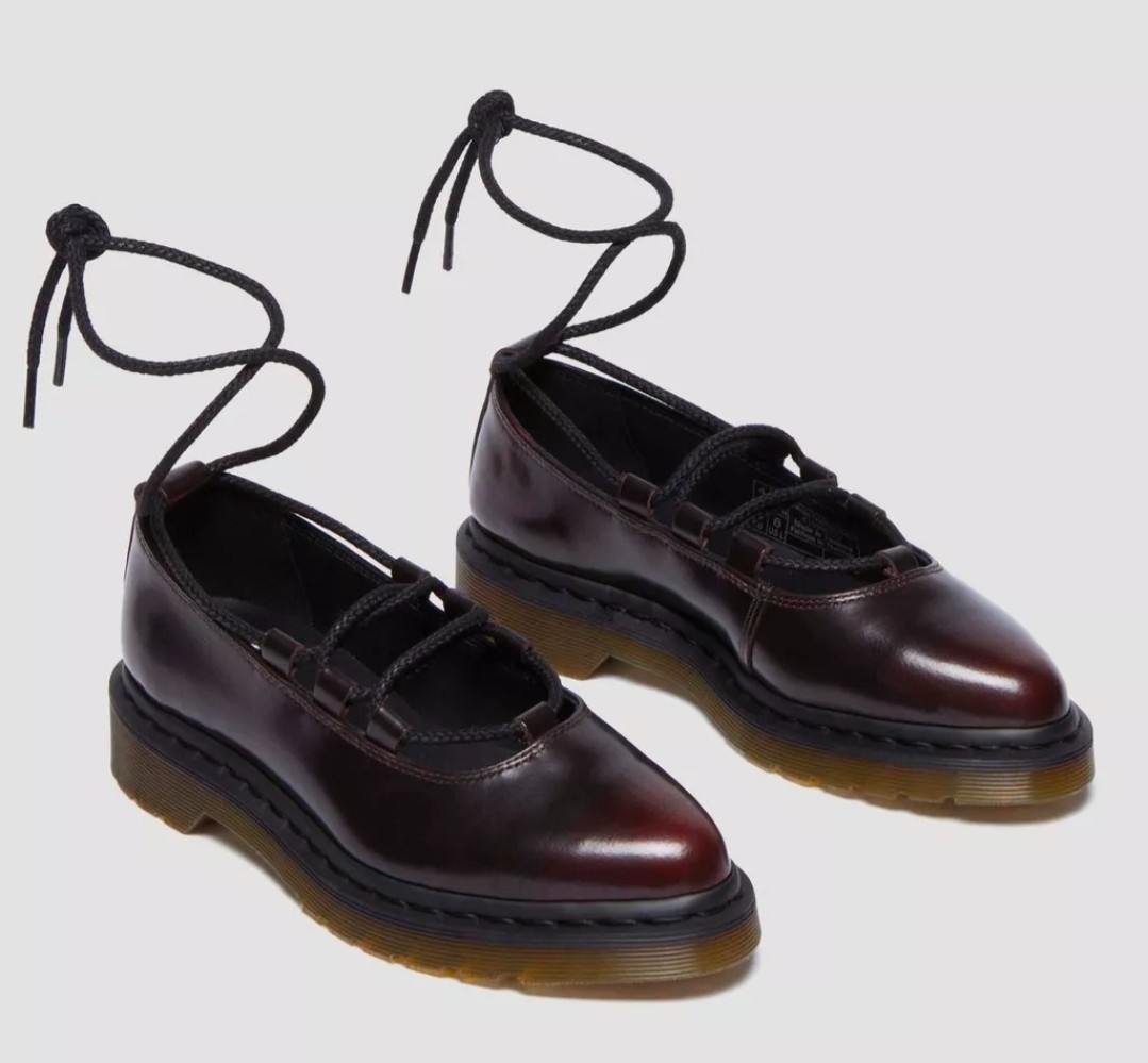 Dr. Martens Elphie II Cherry Red Arcadia Leather Ballet Inspired Women’s Size 7