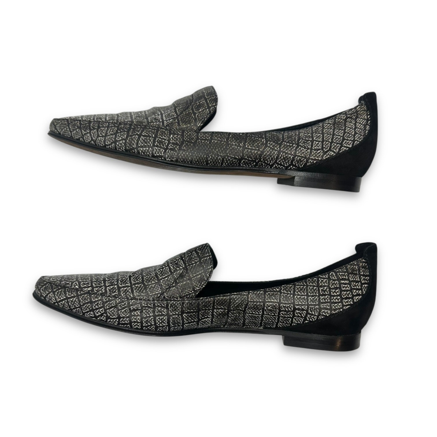 Derek Lam Women’s Raena Croc Embossed Loafer Size 8 B Gray Black Almond Toe