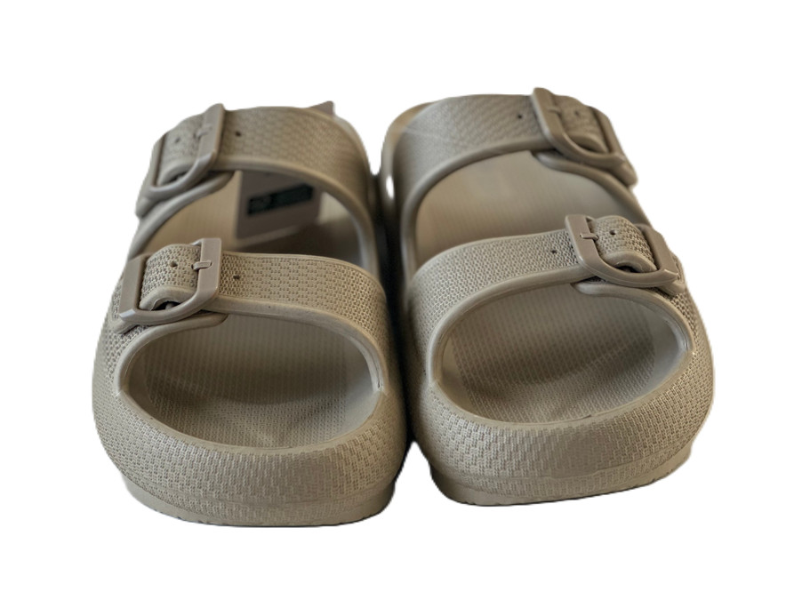 32 Degrees Unisex Buckle Cushion Slide Sandal Beige Size Large (W9-10/M7-8) NEW