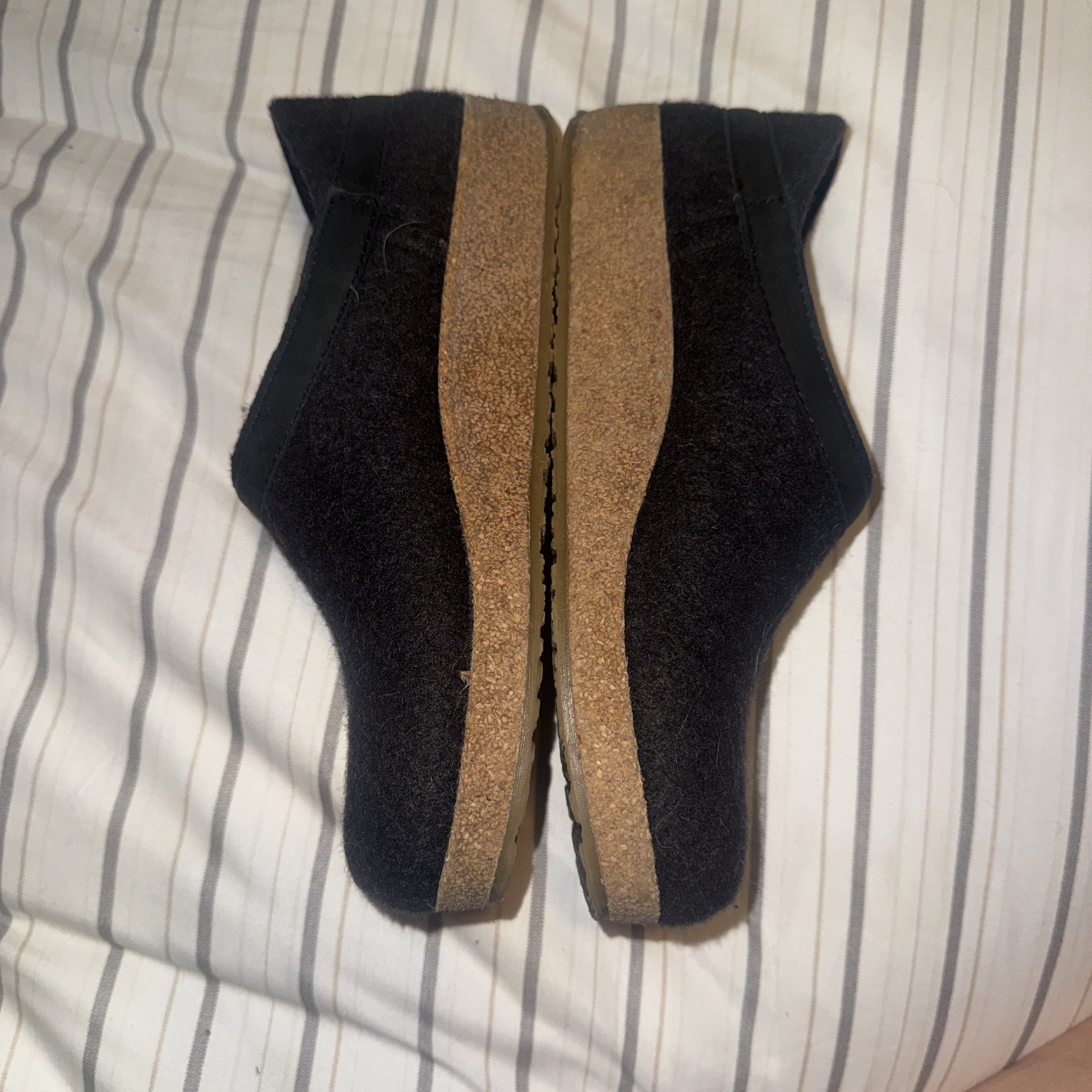 Haflinger Clogs Pure New Wool Cork Footbed Charcoal Gray Women 38