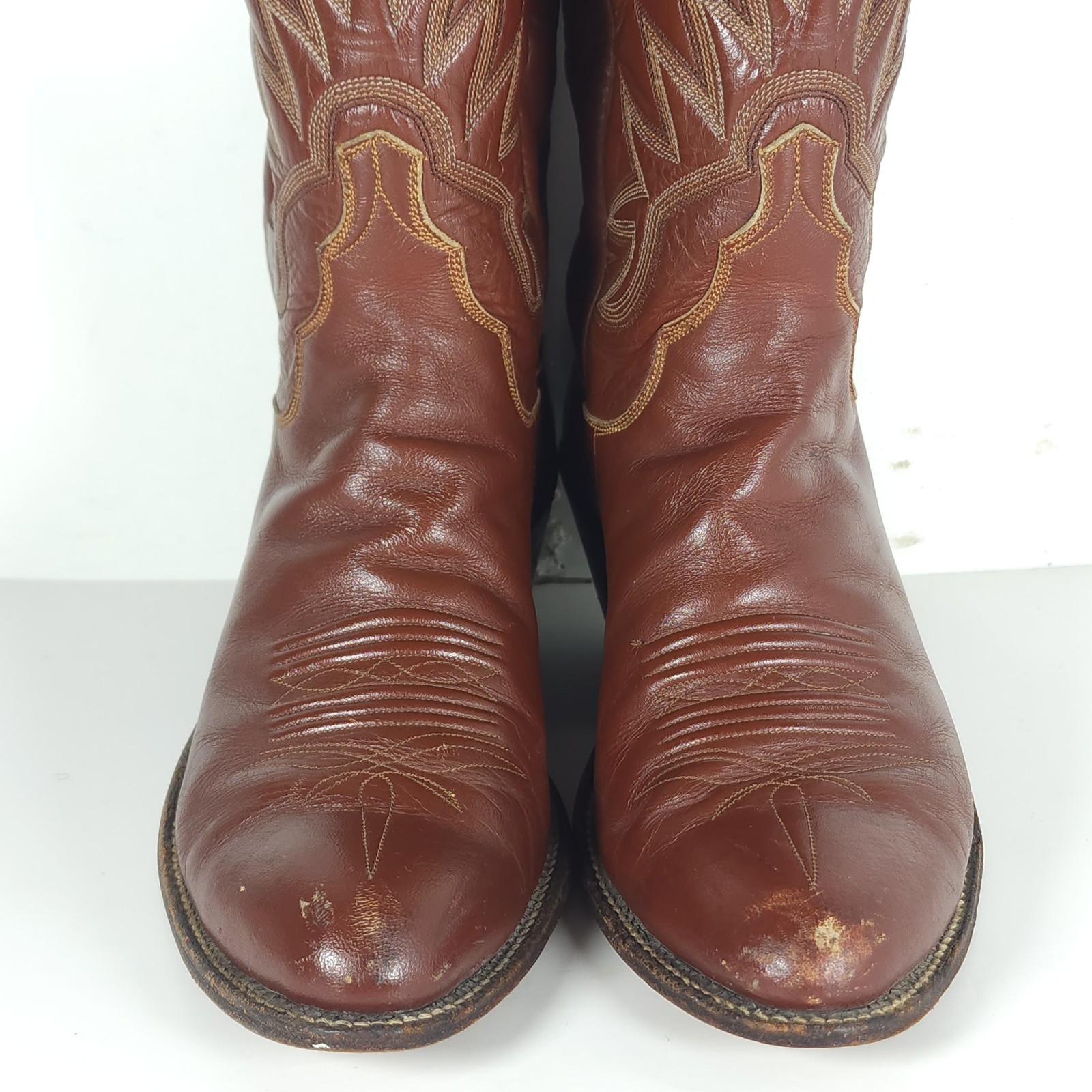 M.L.Leddy San Angelo Vtg Women’s US 8,5? Brown Leather Handmade Western Boots