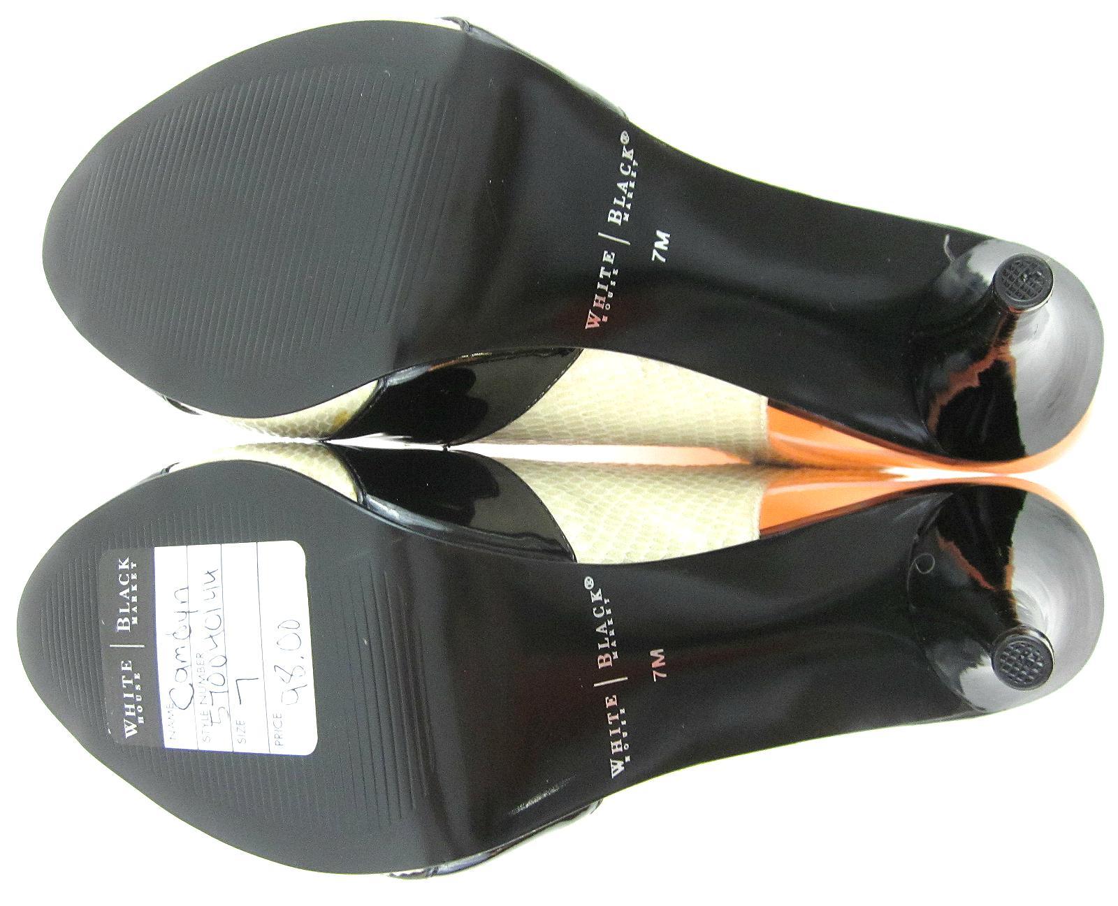 NEW! White House Black Market ‘Camdyn’ Slingback High Heels Black Beige Sz 7M