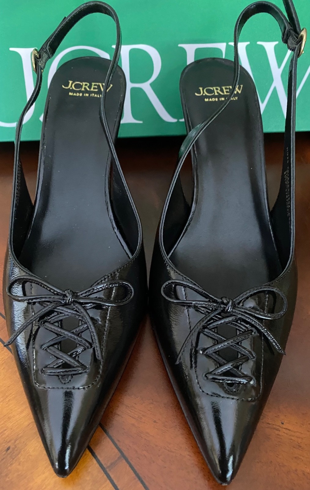 J.Crew Colette slingback women’ shoes in black 2.5 inc heels size 8.5 New