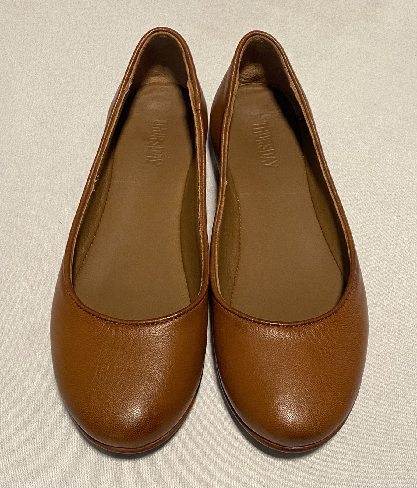 NWOB Thursday Feliz Brown Full Grain Leather Women’s Ballet Flats Size 6.5