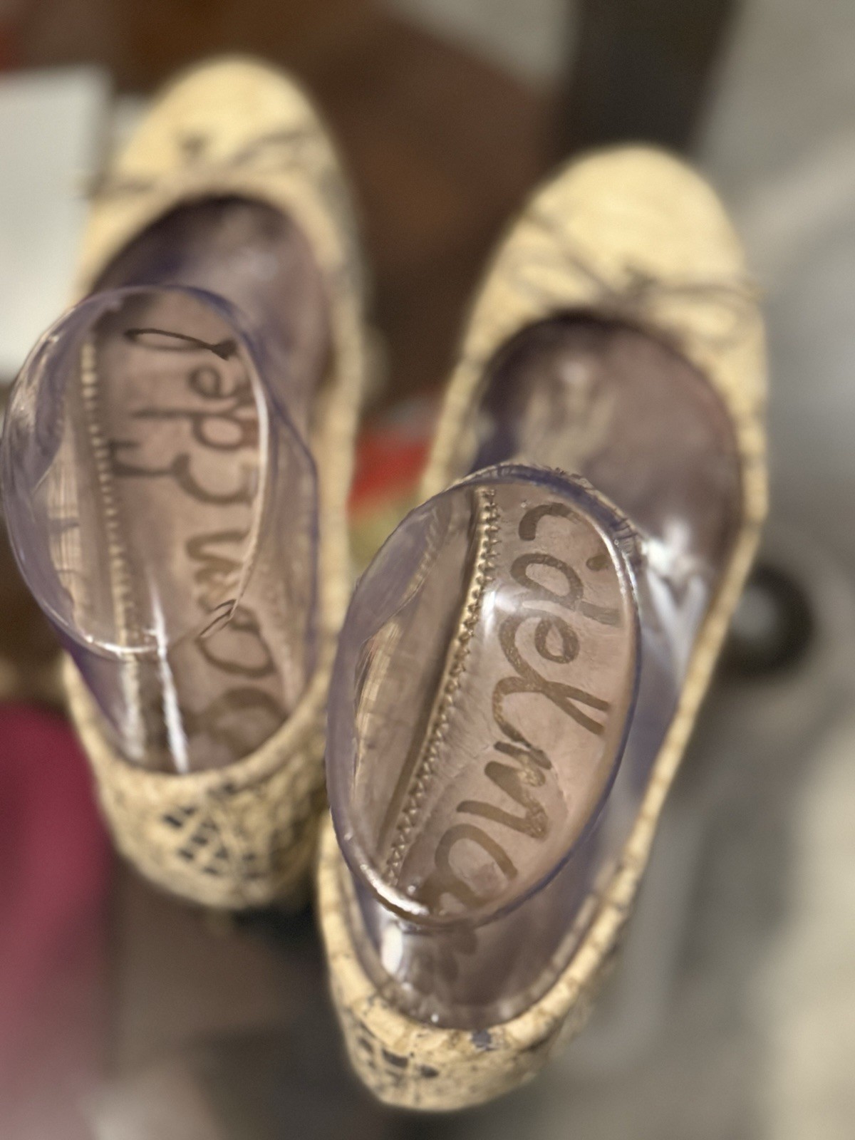 Sam Edelman Felicia Embossed Python Print Ballet Flats women’s SZ 7M Cream