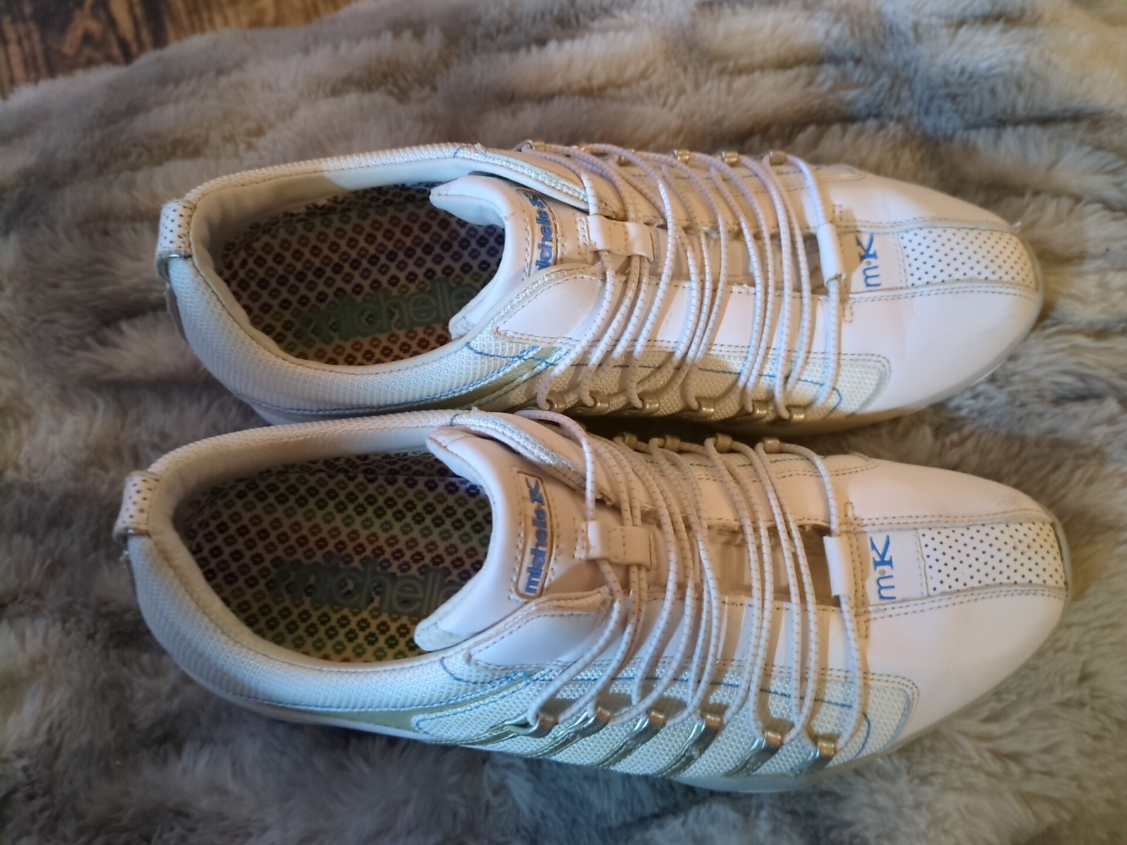 Womens MICHELLE K DIVA Athletic White / Silver Tennis Walking Shoes Size 7.5