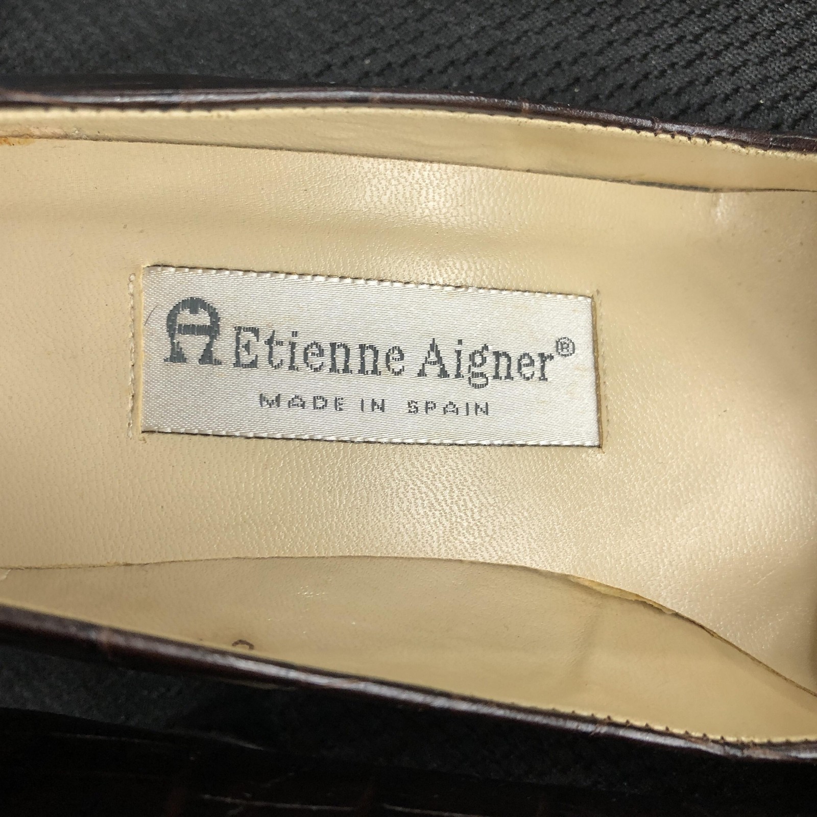 Etienne Aigner Taylor Shoes Womens Size 6.5 Brown Croc Embossed Leather Pumps
