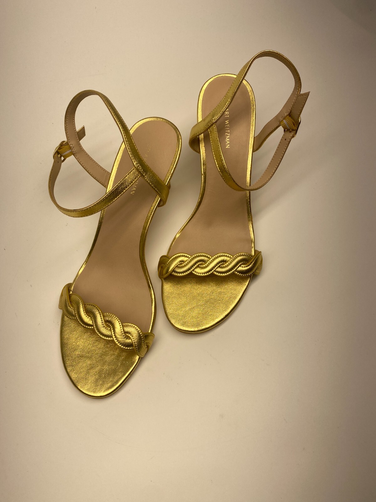 Stuart Weitzman Dancer Twistie 75 metallic leather sandals Sz 11