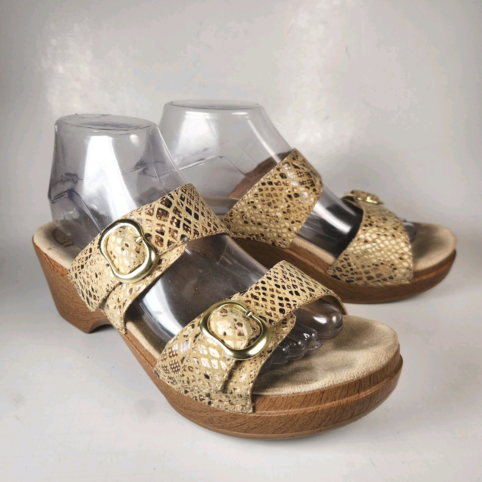 DANSKO Womens Sophie Sandal 9.5 EU 40 Beige Snake Print Leather Open Toe Shoe