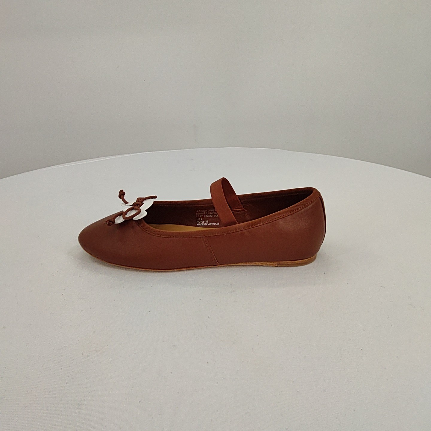 Quince Women Italian Leather Mary-Jane Ballet Flat Cognac Shoes 6
