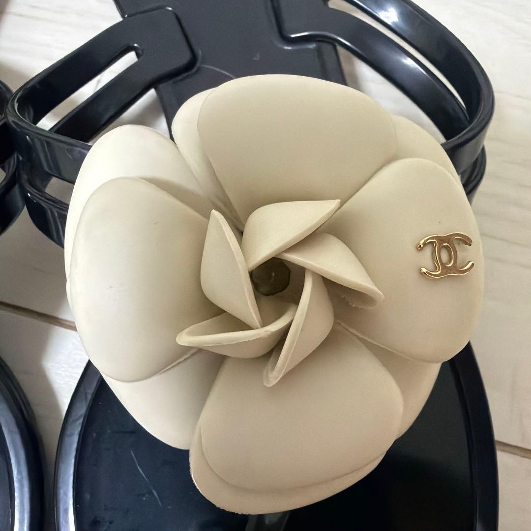 CHANEL Camellia Sandals Size 36 23cm Beach Footwear Excellent Condition